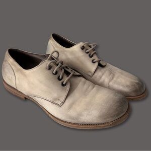 RARE! Alexander Wang (42) Patinated Cream Leather Derby Lace Up Designer Loafers